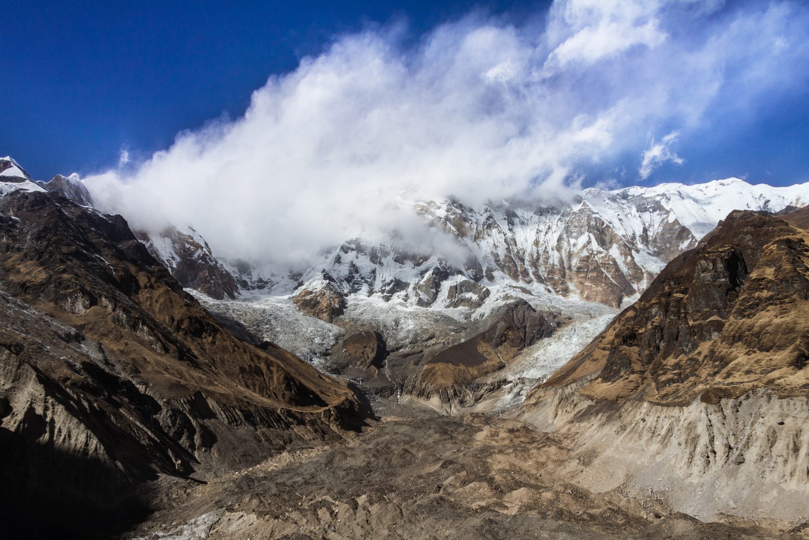 Retreating glaciers in the Annapurna Himalaya region of Nepal